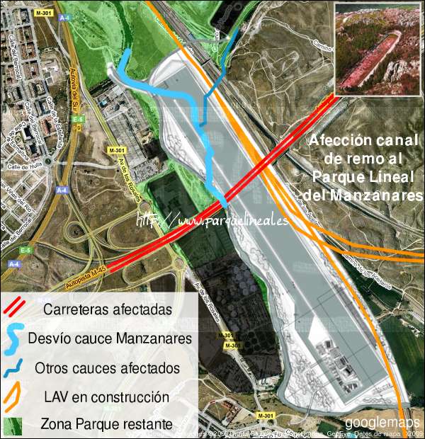 affecion canal de remo al tramo 2 del Parque Lineal del Manzanares