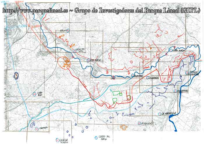 mapa trincheras frente del manzanares en madrid