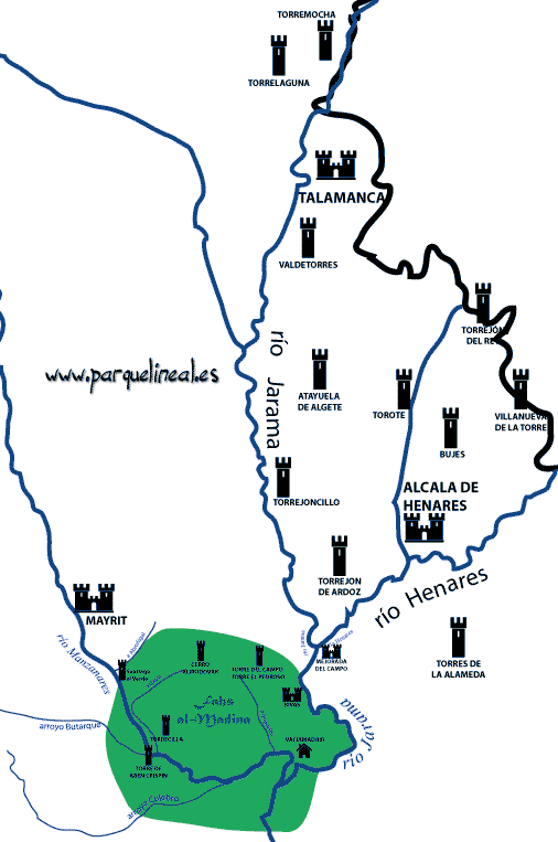 mapa atalayas arabes en madrid