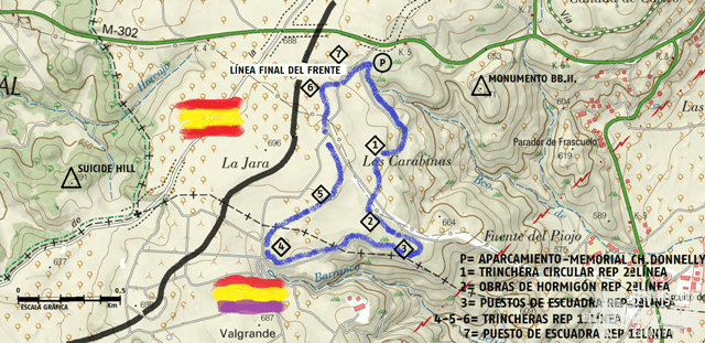 Mapa de la ruta, con los hitos visitados.